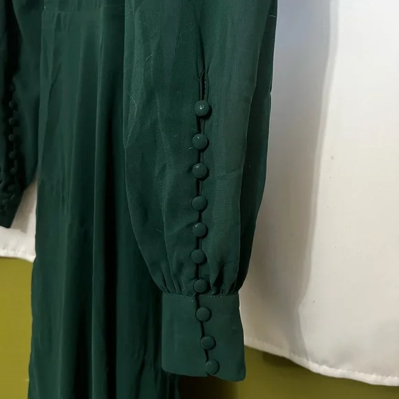 Lulus Emerald Green Long Sleeve Wrap Maxi Dress | Medium - Picture 3 of 4
